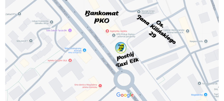 a map of a city Ełk